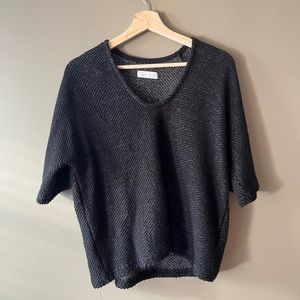 OAK + FORT Contrast Knit Short Sleeve Sweater